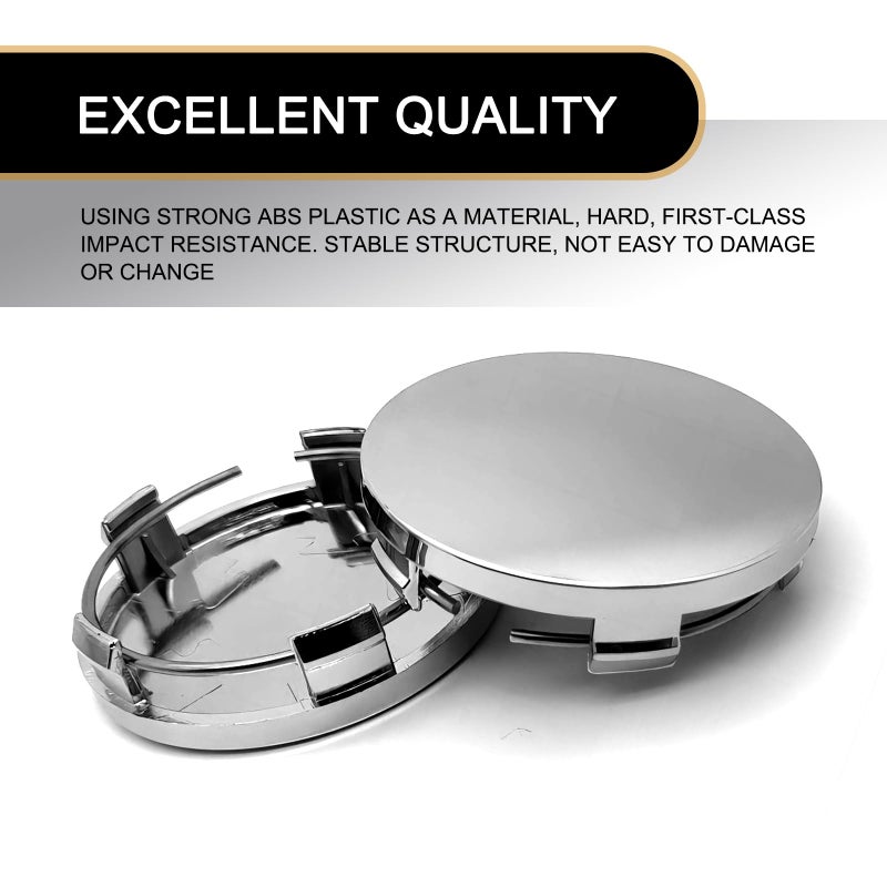 Tesnaao 4 PCS Car Wheel Center Hub Cover  60MM/2.36In Outer Diameter and 56MM/2.2In Inner Diameter  Snap-in Vehicle Rim Hub Caps Accessories (Silver) - Image 4